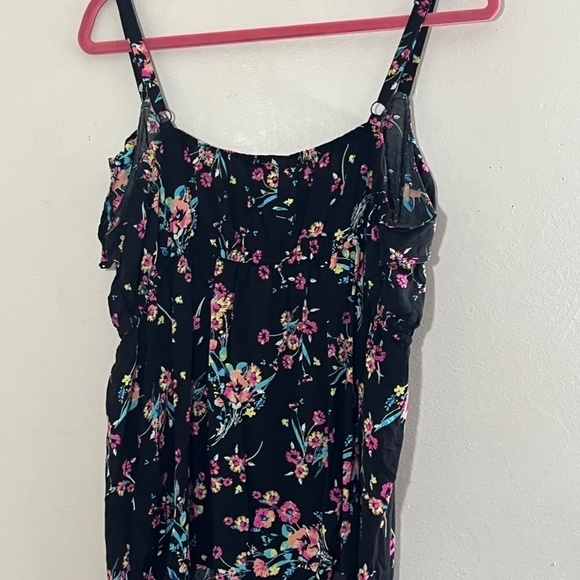 Torrid Top Women 18 Black Tank Floral Ruffle Feminine Whimsigoth Fairy Boho 80s - Picture 11 of 14